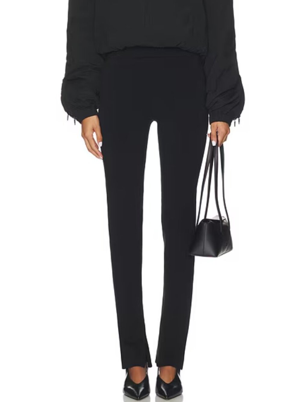 NEW! EAVES STRETCH SATIN PENCIL CIGARETTE PANTS HIGH RISE ZIP ANKLE sz S